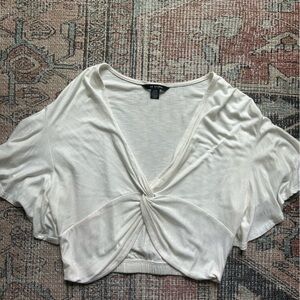 American eagle cream/white cropped flared sleeve shirt